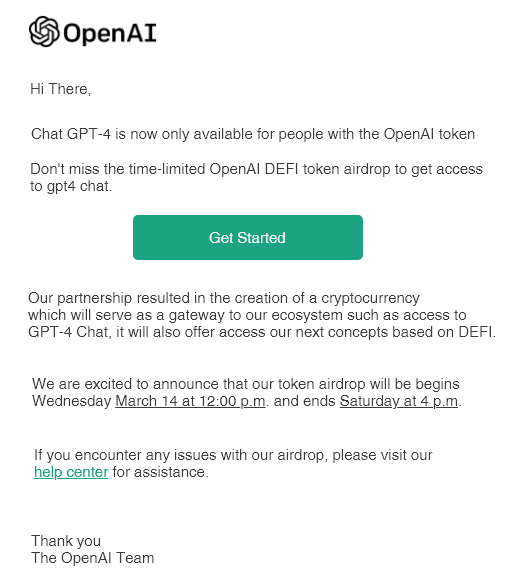 Openai scam message