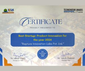 IESA Award Certificate Rapture Innovation Labs - fyi9