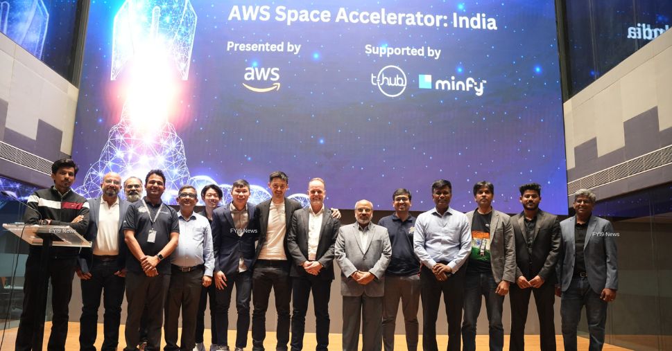 The accelerator was launched by AWS at an event attended by Shri Sudheer Kumar N, Director, Capacity Building and Public Outreach, ISRO; and representatives from AWS, T-Hub, and Minfy - fyi9
