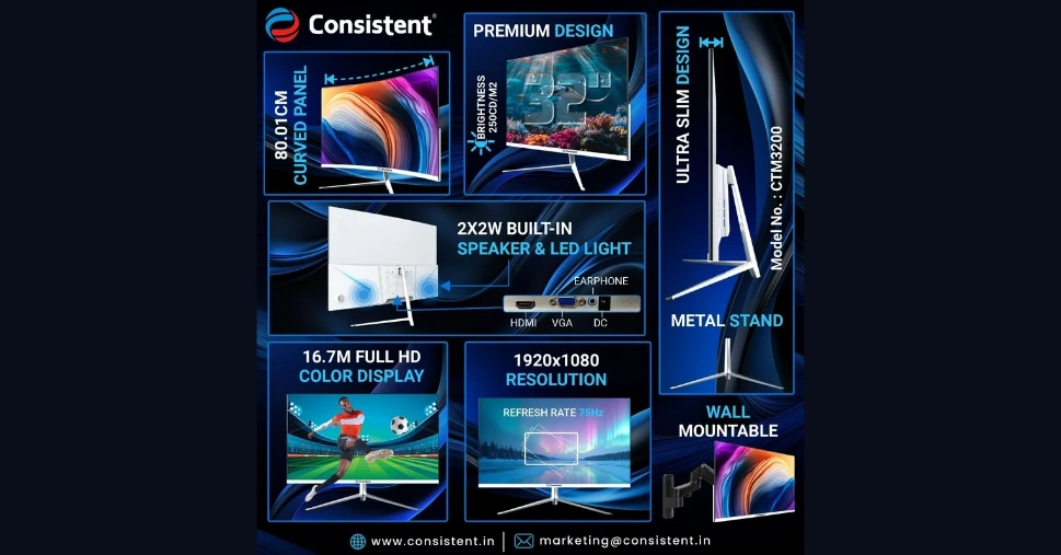 Consistent Led Monitor 32-inch Curved LED Monitor by Consistent Infosystems Launched - FYI9